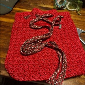 The Sak Red Crocheted Backpack with Braided Straps